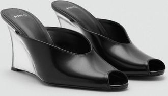 Mango Scarpa pelle zeppa combinata nero - Donna - 36 - MANGO