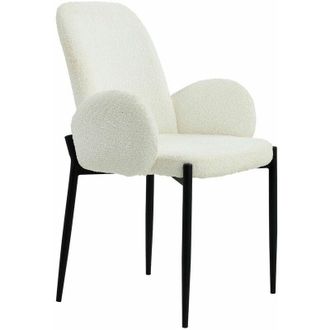 Home Heavenly Home Heavenly - Pack 2 Sillas Comedor De Dise&ntilde;o Cheryl, Tapizadas Tejido Borreguito Y Patas Metal Negro. Color: Blanco