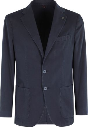 Santaniello Blue Oxford Single-Breasted Cotton Jacket
