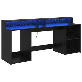 Berkfield Home Desk Black Oak 200x55x91 cm Engineered Wood | Size: 200 x 55 x 91 cm