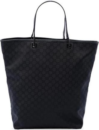 Gucci Pre-owned Canvas Tote - Dames - Vintage Shopper - Zwart - ONE Size - Leer - Vintage