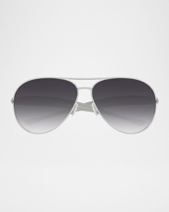 Bottega Veneta Curved Metal Aviator Sunglasses
