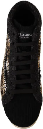 Dolce & Gabbana Mens Beige Brown Wool Cotton High Top Sneakers