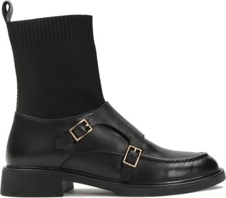 Kazar Zwarte laarzen met sokbovenkant - Dames - Enkellaarsjes - Zwart - 40 EU - Leer - Schoenen