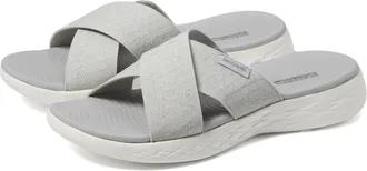 Skechers ON-THE-GO 600 Enchanted Sandals Womens Gray Slip On Slide HTAT1616