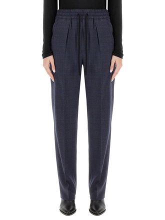 Isabel Marant Tailored Wool Blend Pants With Subtle Check Pattern