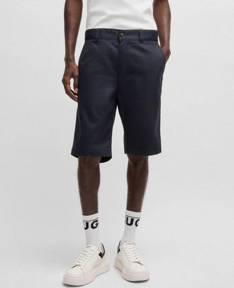HUGO BOSS Hugo Darik241 Mens Regular-Fit Shorts with Slim Leg and Buttoned Pockets - Dark Blue - Size 30 (Waist)