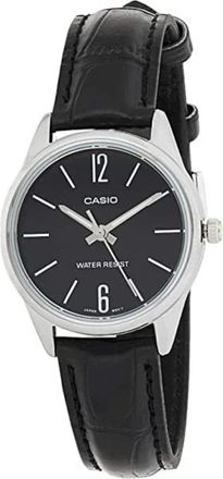 Casio Womens Black Dial Analog Watch with Black Leather Strap - LTP-V005L-1BUDF