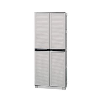 Dmora Armario Exterior O Interior, Polipropileno De 3 Puertas De 2 Puertas, 100% Made In Italy, 70x39h172 Cm, Color Gris Claro - Dmora