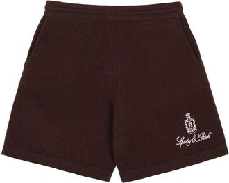 Sporty & Rich Vendome logo-embroidered cashmere shorts - women - Cashmere - S - Brown