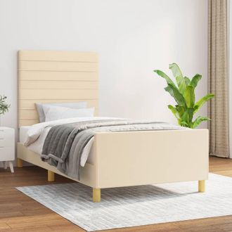 vidaXL Estructura De Cama Sin Colch&oacute;n Tela Crema 100x200 Cm Vidaxl