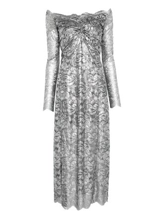 Paco Rabanne floral off-the-shoulder maxi dress - Silver