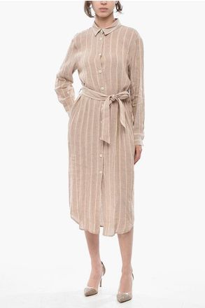 Woolrich Maxi Shirt Dress FLUID Flared with Mandarin Collar size Xl