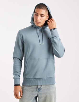 Fred Perry Felpa azzurra con cappuccio e profili a contrasto-Blu