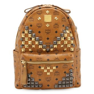 MCM Mcm Brown Coated Canvas Backpack (Pre-Owned)