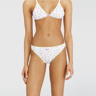 Diesel Thong in cotton with all-over floral print - Strings - Woman - White