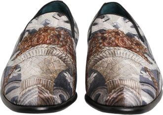 Dolce & Gabbana Mens Multicolor Floral Tapestry Embroidery Loafer Shoes Leather