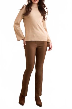 Tribal Long Sleeve Funnel Neck Sweater Top In Latte