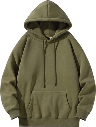 Generic Mens Sweatshirt with Hood, Work Sweatshirt, Long Sleeves, Hoodie, Solid Colour, Grey Sweatshirt for Men, green, XXXXXL
