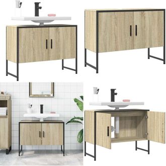 vidaXL Mobile Lavabo Bagno Rovere Sonoma 60x30x60 cm Legno Multistrato - Lavabo - Armadietto da bagno