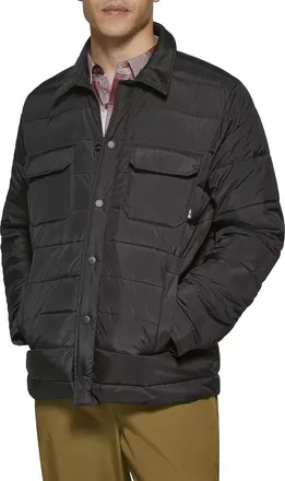 G.H. Bass & Co. Bass Outdoor Mission Quilted Puffer Shacket Mens Black Snap Front FTS323