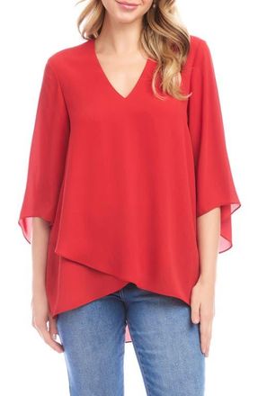 Karen Kane Asymmetrical Crepe Top in Tomato Red at Nordstrom, Size X-Large