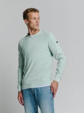 No Excess Rundhalspullover NO EXCESS, Herren, Gr. 3XL, grau (ice), Obermaterial: 100% Baumwolle, meliert, regular fit taillenbedeckt, Rundhals, Rippb&uuml;ndchen, Pu
