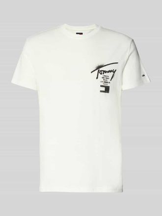 Tommy Jeans Regular Fit T-Shirt aus reiner Baumwolle in Offwhite, Gr&ouml;&szlig;e XXL
