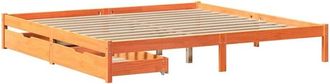 vidaXL Bed Frame without Mattress Wax Brown 200x200 cm Solid Wood Pine vidaXL