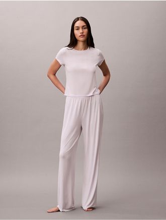 Calvin Klein Womens Modal Stretch Drop Needle Wide Leg Pants - Neutral - XL