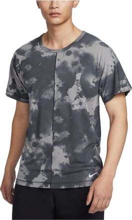 Nike Dri-fit All-over Print Short-sleeve Yoga Top Anthracite Flat Pewter White DX0923-060