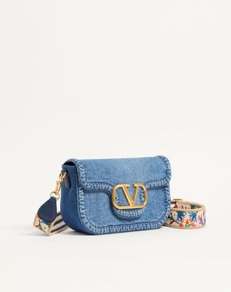 Valentino Garavani Borsa A Spalla Valentino Garavani Alltime In Denim Con Tracolla Nastro Ricamato Donna DENIM/WORKER UNI