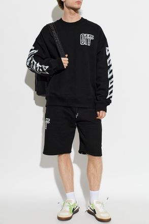 Off-white Sweatshirt With Printed Logo, Mens, Black