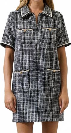 Sugarlips Tweed Mini Dress In Black/white