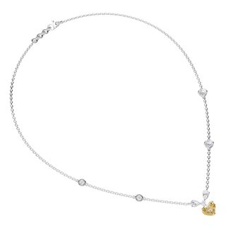 Diamond2Deal 14k White Gold 3 Ct Heart Shape Lab Grown Diamond Station Pendant Necklace 18 VS1
