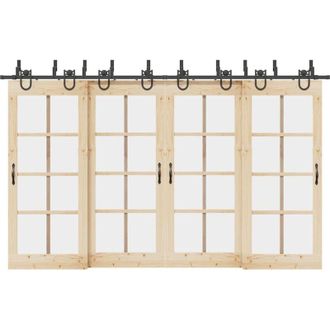 vidaXL Kit De Herrajes Para Puertas Correderas Acero Negro 366 Cm Vidaxl