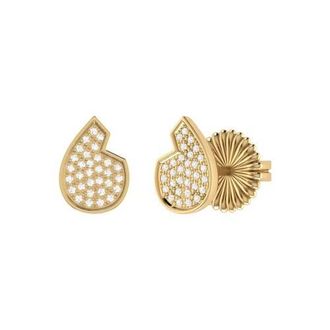 LuvMyJewelry Street Cycle Teardrop Sterling Silver Diamond Stud Earring in 14Kt Gold Vermeil On Sterling at Nordstrom