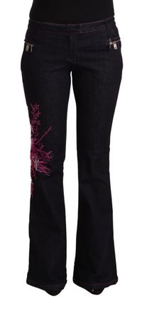 Exte Cotton Stretch Mid Waist Cotton Fla blue Womens Jeans