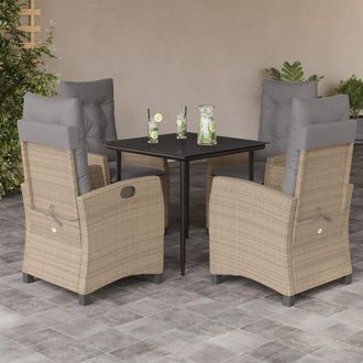 vidaXL Set Comedor De Jard&iacute;n 5 Pzas Con Cojines Rat&aacute;n Sint&eacute;tico Beige Vidaxl
