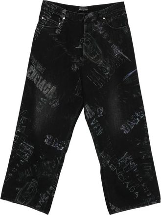 Balenciaga Graphic-pattern Wide-leg Jeans
