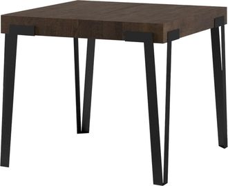 Itamoby Mesa extensible 90x90/246 cm efecto madera nogal, hierro