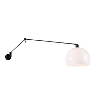 QAZQA Moderno Aplique Negro Con Pantalla Blanca 30 Cm Regulable - Blitz Acero /pl&aacute;stico Alargada Adecuado Para Led Max. 1 X 60 Watt - Qazqa