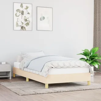 vidaXL Estructura De Cama Sin Colch&oacute;n Tela Crema 90x190 Cm Vidaxl