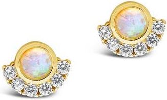 Sterling Forever Half Halo Stud Earrings in Gold at Nordstrom Rack