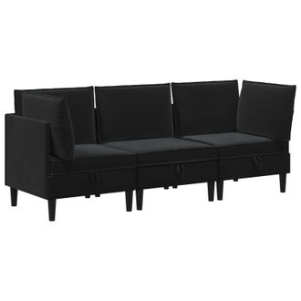 vidaXL Juego De Muebles De Sal&oacute;n Con Coj&iacute;n 3 Pcs Negro Terciopelo Vidaxl