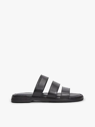 Tommy Hilfiger Debossed Logo Strap Leather Sandals