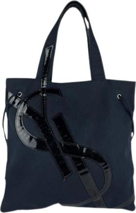 Saint Laurent Pre-owned Tote Bags, female, Black, Size: ONE SIZE Pre-owned Canvas Tote Bag