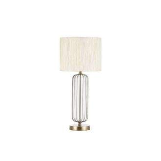 AkunaDecor Akunadecor - lampada da tavolo mansonia 1xe27 pelle c/pantalone beige 66x30x30 cm