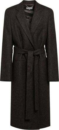 Maison Margiela Wollen mantel met visgraatmotief en ceintuur - Heren - Mantels - Bruin - Maat: M Wol