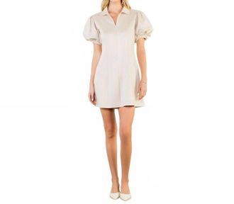 THML Clothing Julia Suede Mini Dress In Beige